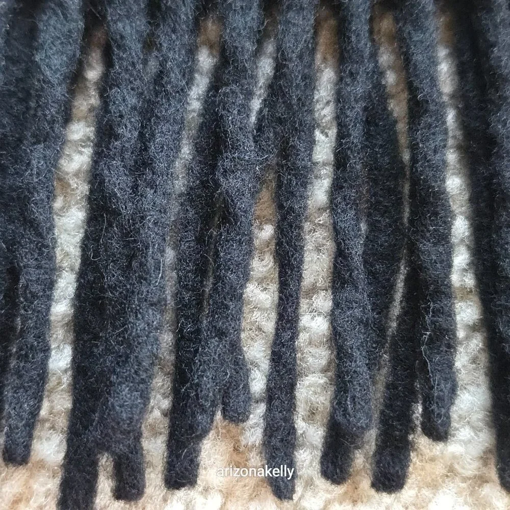 Oversized THICK Wool Wrap Flawless Black Fringe Men's Tall Plus - Picture 6 of 15